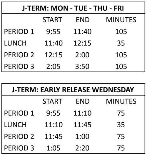 J Term schedule
